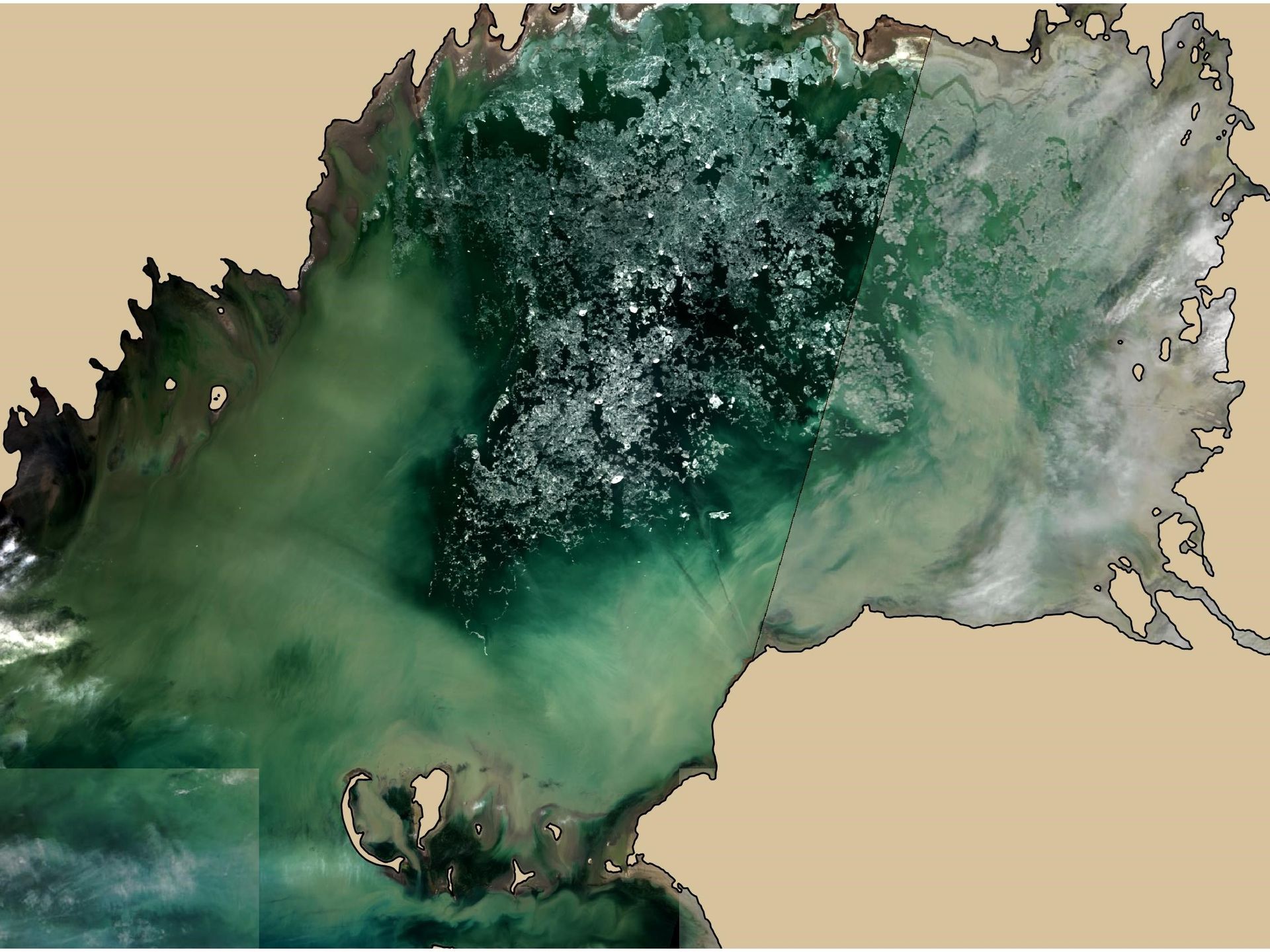 Fast ice erosion due to strong SE wind in the middle of March 2023