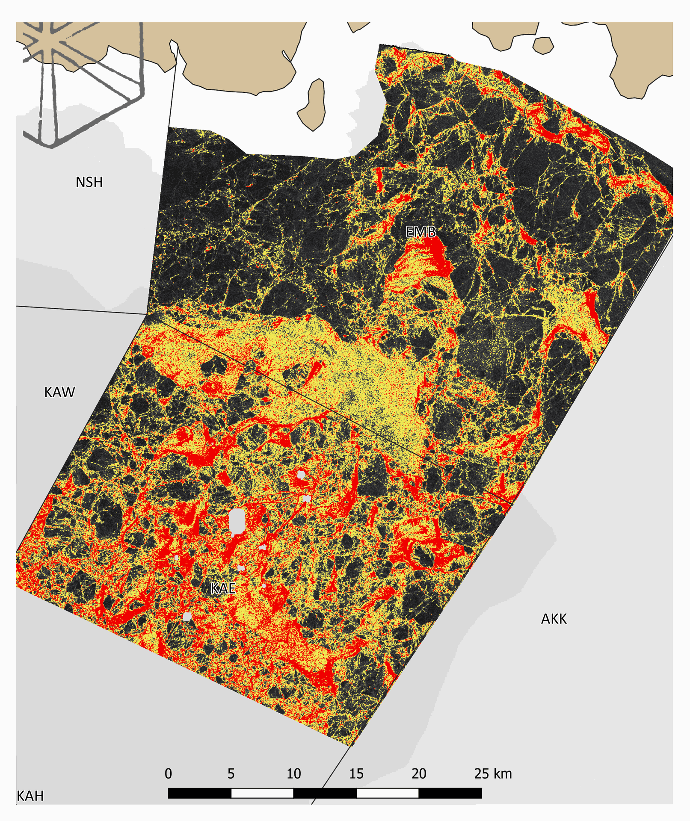 SAR image classification for detection of deformed ice.