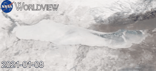 Kapchagay reservoir in January 2021 Kapchagay reservoir in January 2021